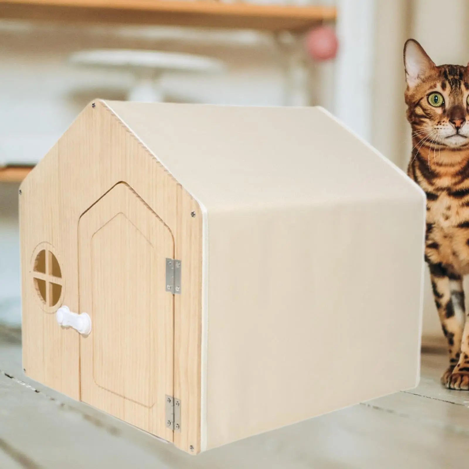 Multi Level Wooden Cat House Indoor Sturdy Pet Shelter Simple Assembly for Home Cats and Dogs