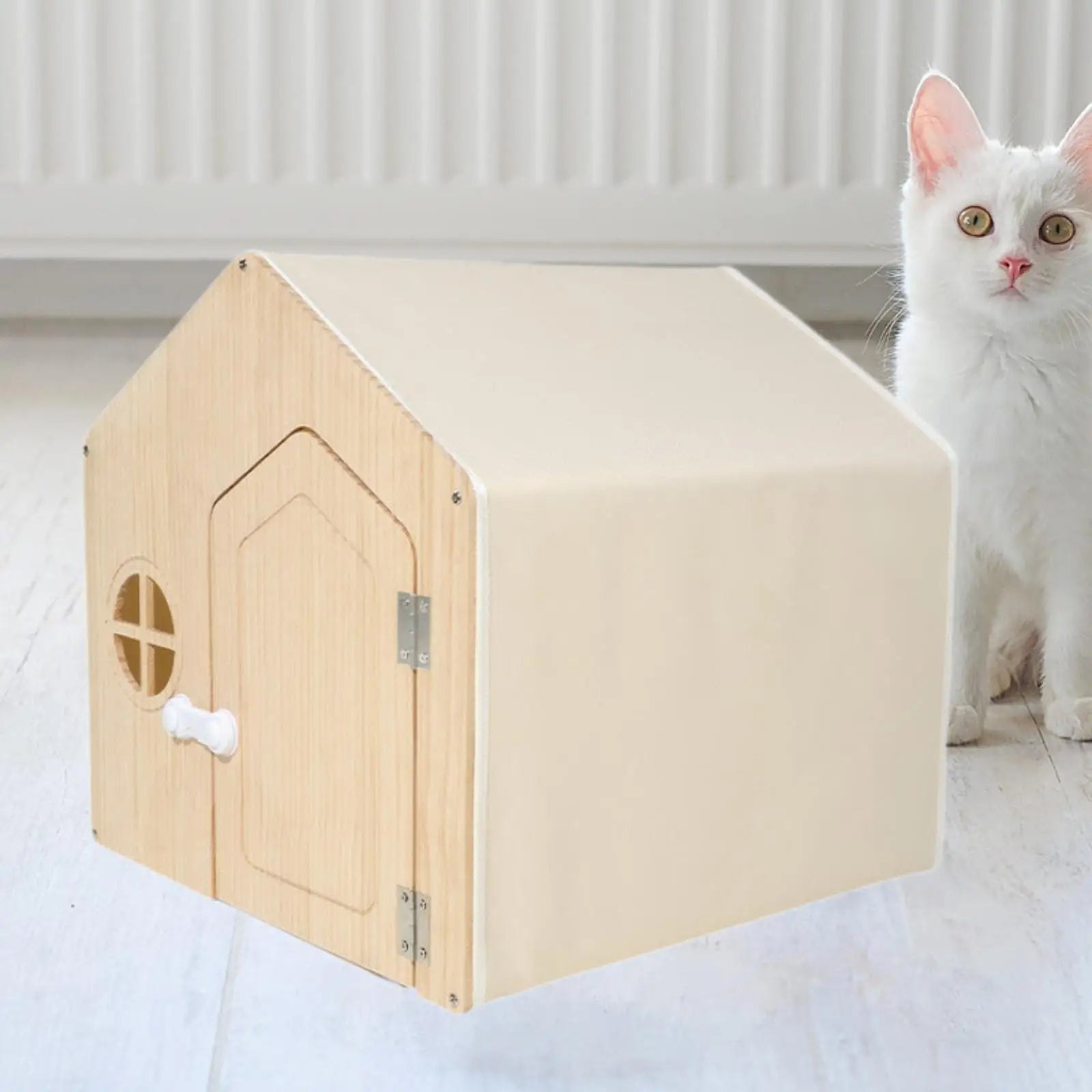 Multi Level Wooden Cat House Indoor Sturdy Pet Shelter Simple Assembly for Home Cats and Dogs